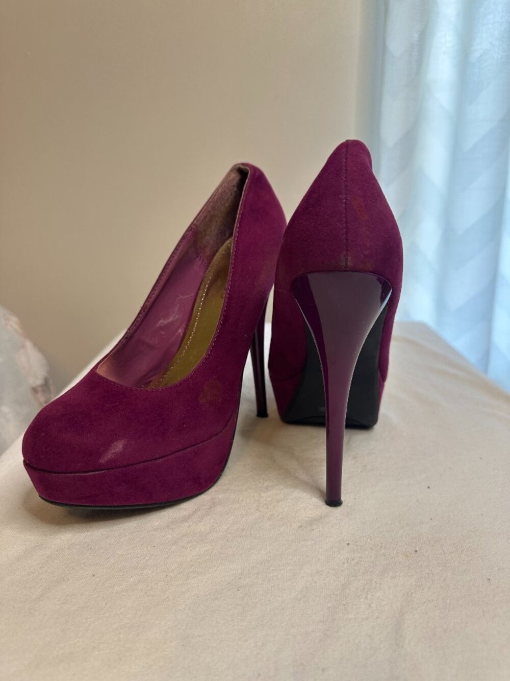 Bamboo Purple Suede Platform Heels – Women's Size 7
